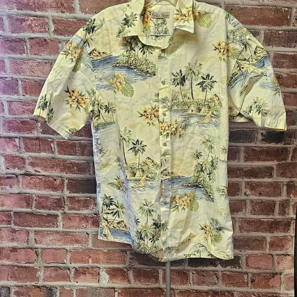 Men's HOLLIS RIVER Hawaiian‎ Shirt Large VINTAGE